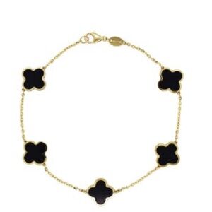Italian Gold 14K Onyx Chain Bracelet